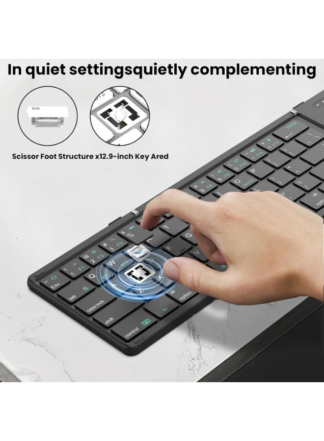 نيلكين لوحة مفاتيح قابلة للطي Nillkin Cube Pocket مع لوحة أرقام تعمل باللمس للاجتماعات والسفر للأجهزة اللوحية والهواتف المحمولة وأجهزة الكمبيوتر المحمولة، لوحة مفاتيح كاملة الحجم (صغيرة) (أسود كلاسيكي) - Image 5